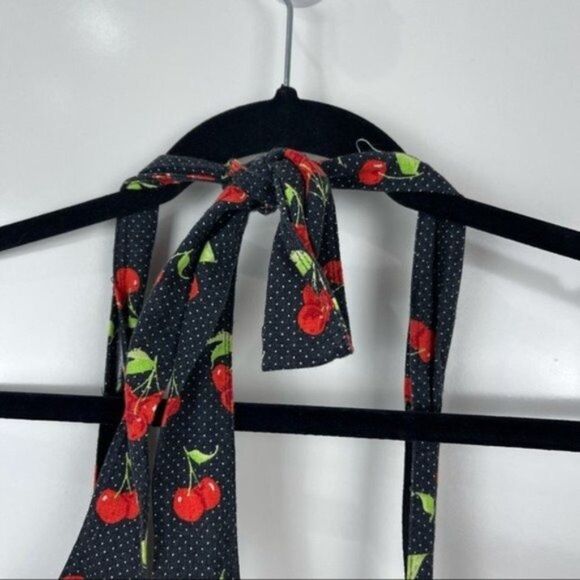Urban Outfitters Mamie Linen Cherry Print Halter Mini Dress Pin Up Size Small - Picture 12 of 12